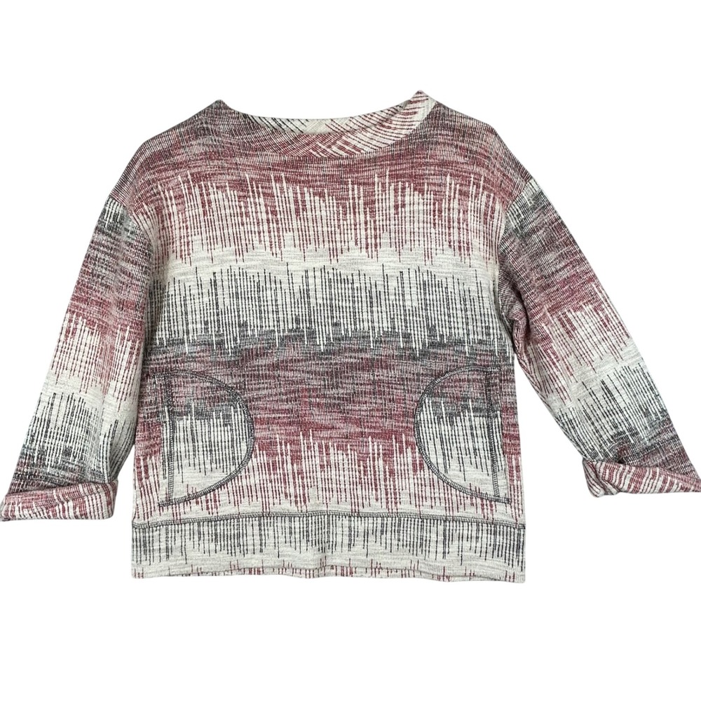 Anthropologie Postmark Etched Soundwaves Textured Knit Pullover Sweater Size XS